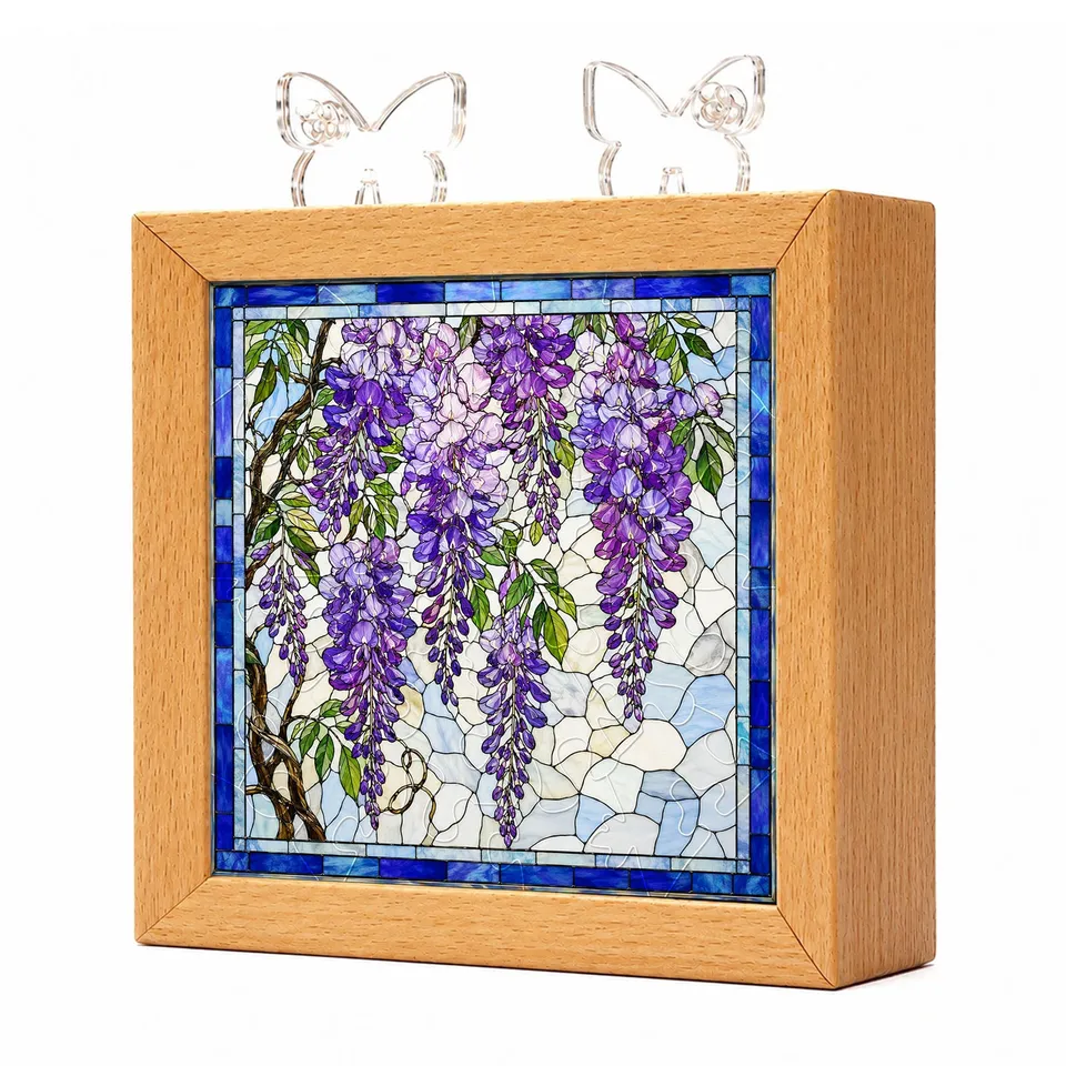kaayee-wisteria-cascade-nachtlicht-holzrahmen-acryl-led image 1