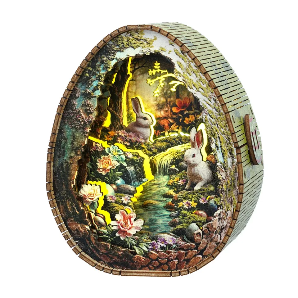 kaayee-night-light-rabbits-by-the-stream-holz-puzzle-lampe image 1