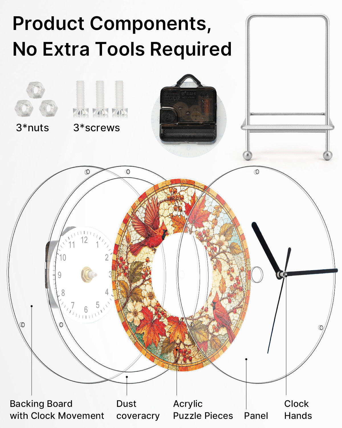 kaayee-clock-kit-autumn-cardinal-acryl-puzzle-uhr-regular image 6