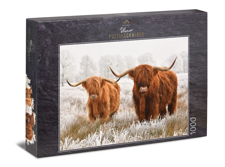 ulmer-puzzleschmiede-puzzle-1000-teile-winterfreunde-hochlandrind image 1