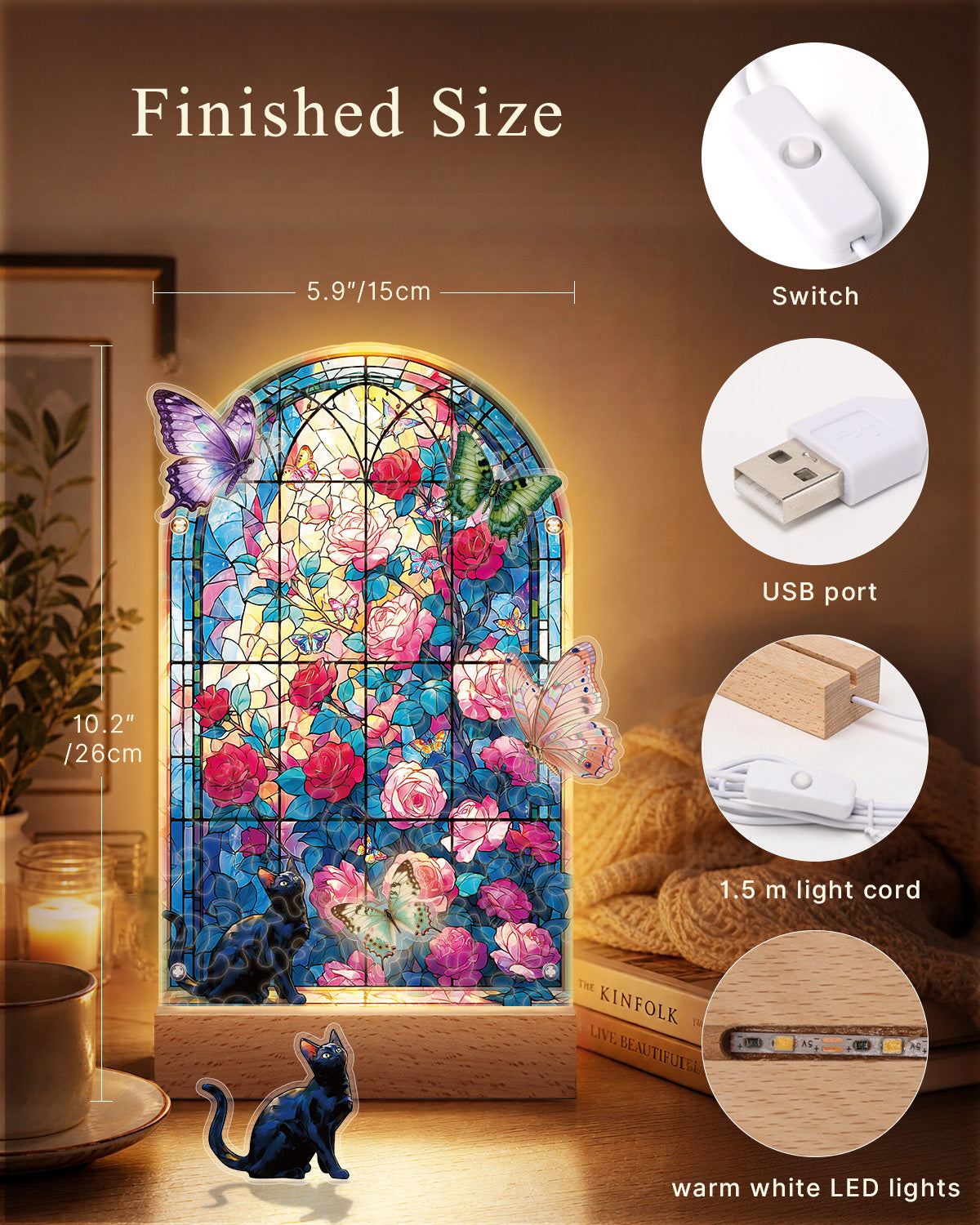kaayee-night-light-butterfly-garden-acryl-puzzle-lampe image 3
