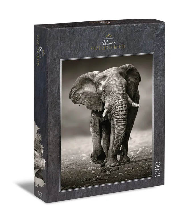 ulmer-puzzleschmiede-elefant-puzzle-1000-teile-schwarz-wei image 1