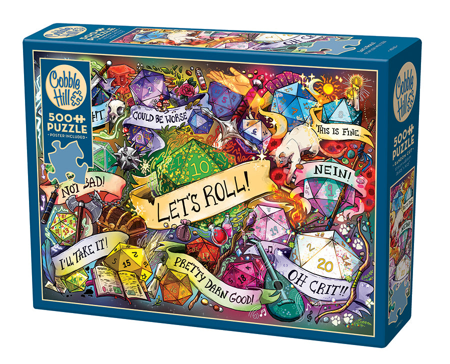 cobble-hill-500-teile-let-s-roll-puzzle-w-rfel-fantasy-d20 image 1