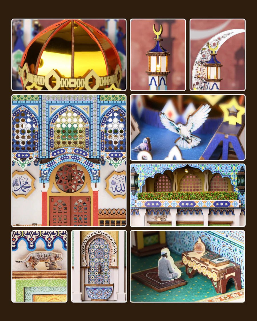 kaayee-book-nook-kit-mosque-3d-holzbau-beleuchtet image 6