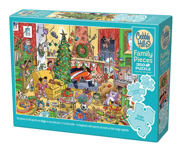 cobble-hill-family-pieces-350-puzzle-catching-santa-350-teile-weihnachten image 1
