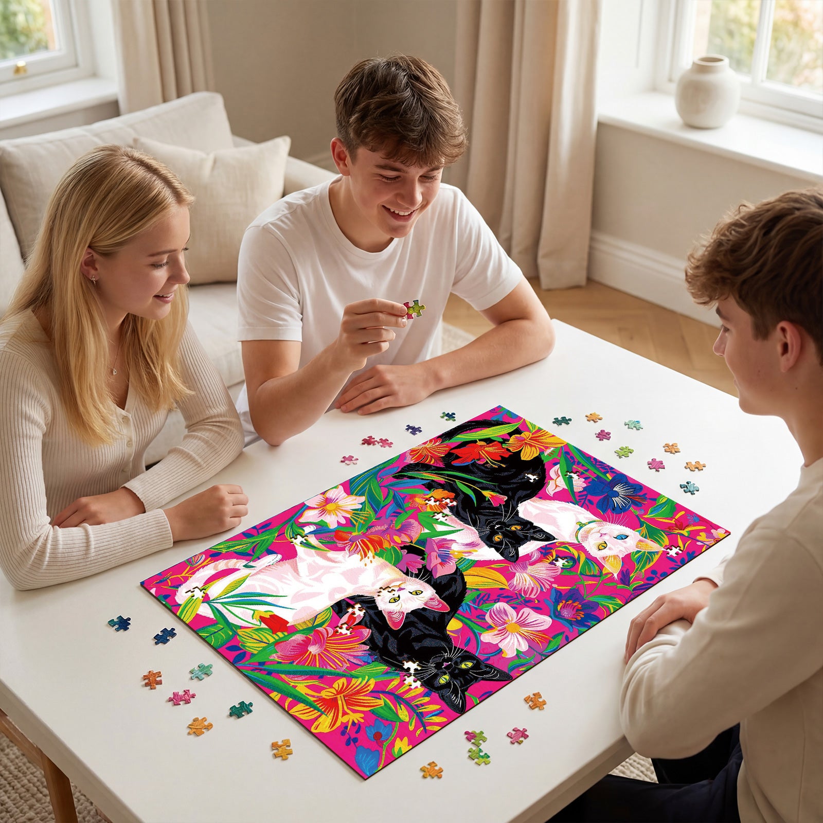 kaayee-cats-in-bloom-1000-teile-puzzle-eco-white-board image 4