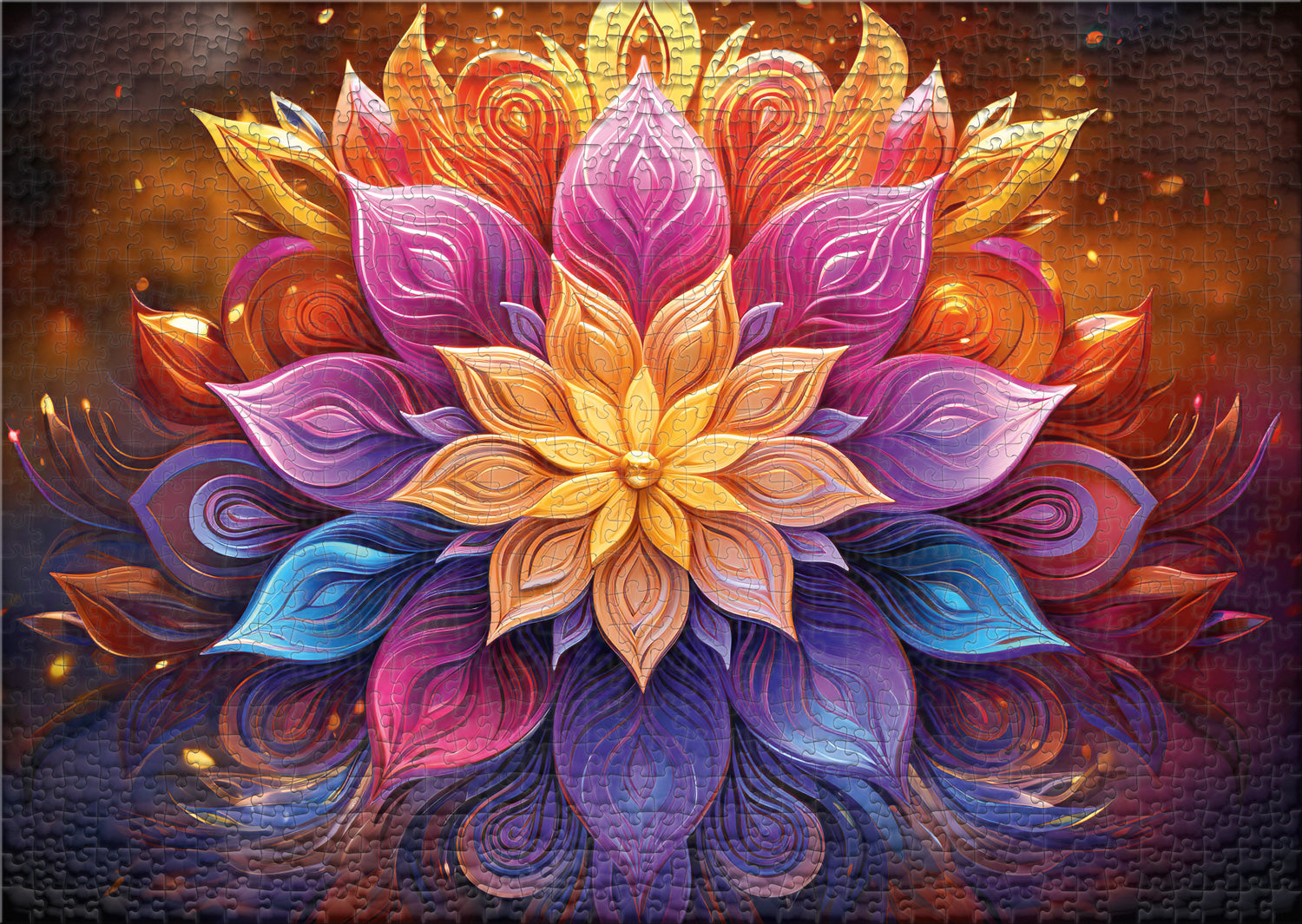 ulmer-puzzleschmiede-puzzle-1000-teile-neon-mandala-puzzle-floral image 2
