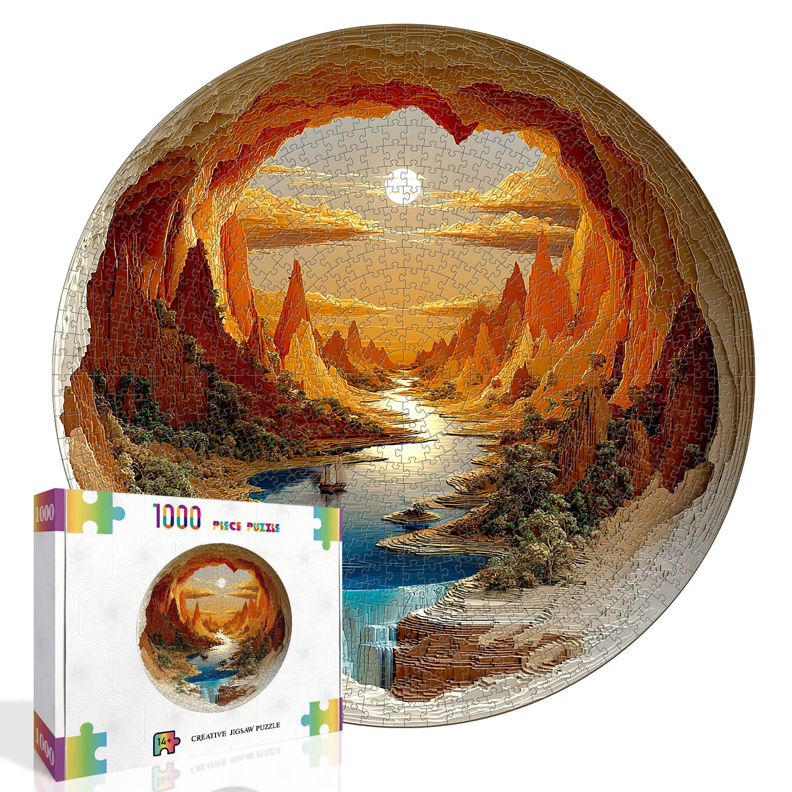 kaayee-the-sunlit-hollow-1000-teile-puzzle-rund-standard image 2