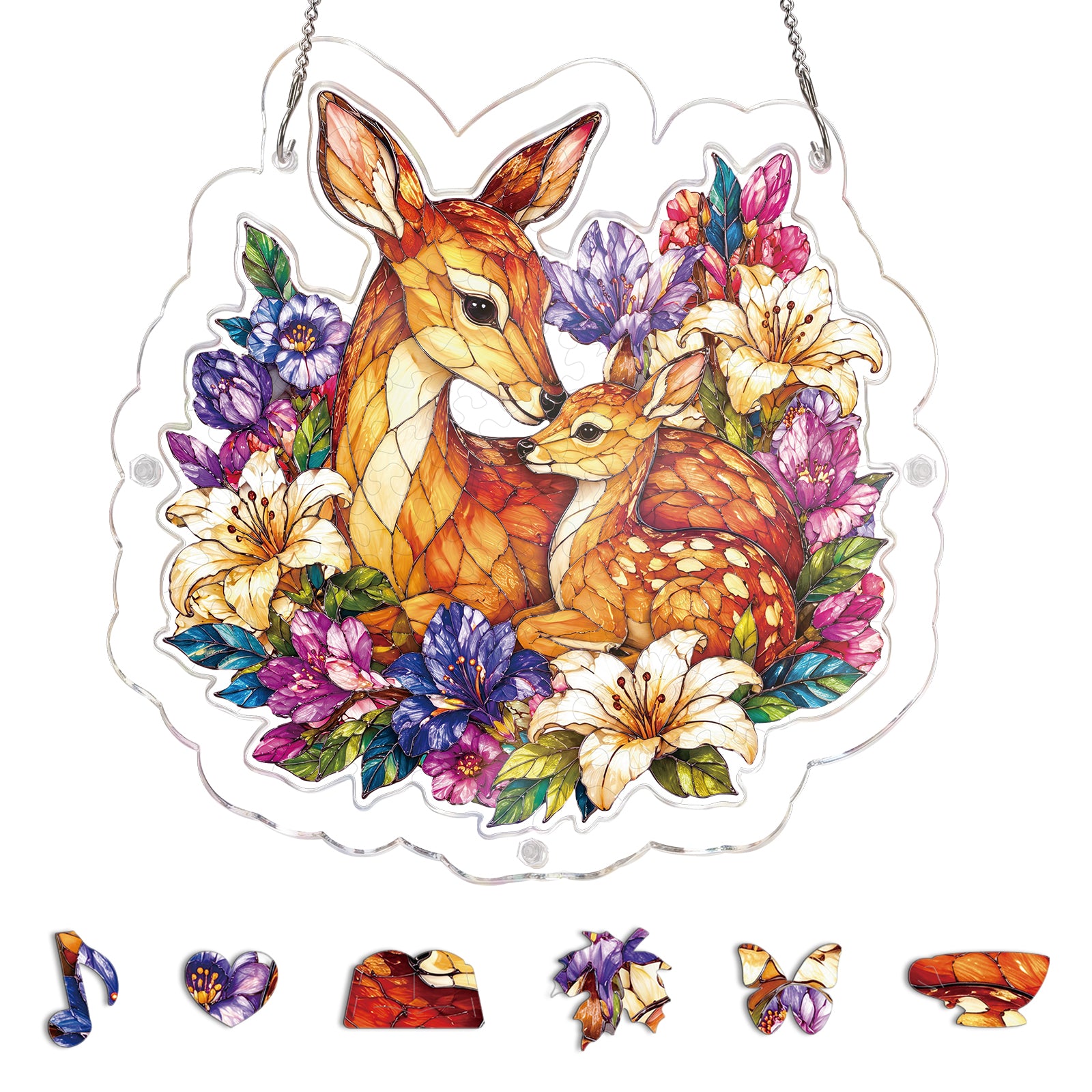 kaayee-suncatcher-puzzle-deer-in-bloom-fensterbild-hirsch image 3
