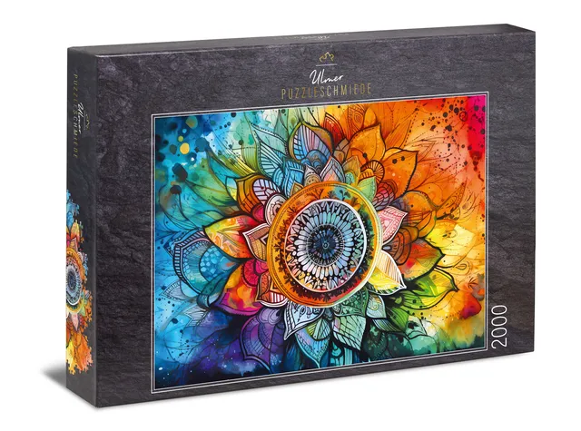ulmer-puzzleschmiede-puzzle-2000-teile-regenbogen-mandala-puzzle-bunt image 1