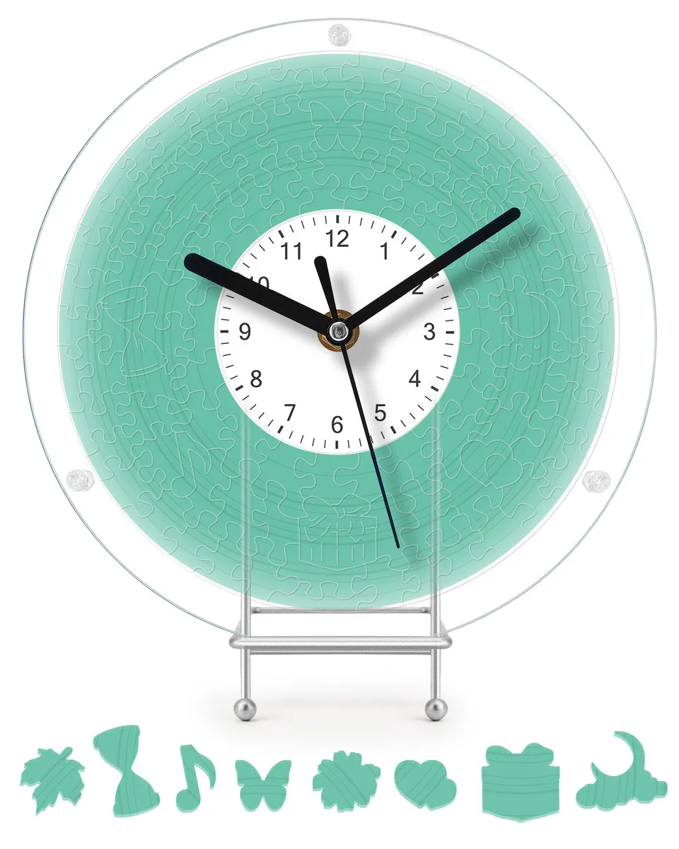 kaayee-clock-fresh-green-puzzle-wanduhr-acryl-regular-gr-n image 1