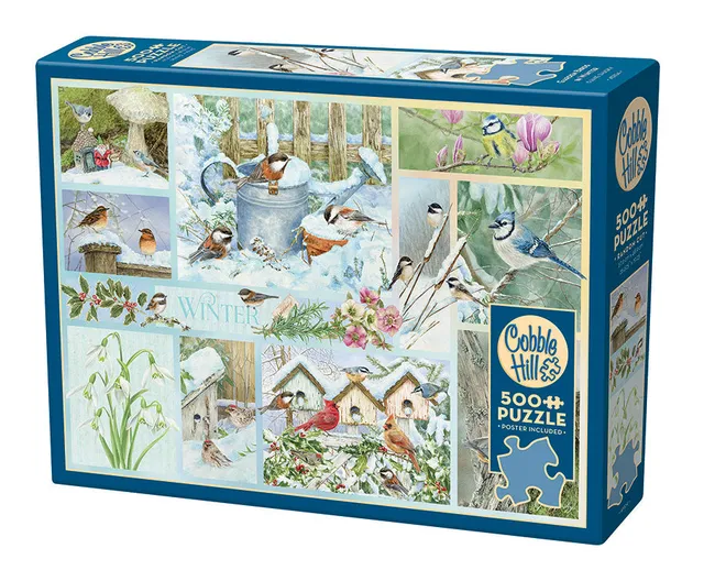 cobble-hill-500-piece-puzzle-garden-birds-in-winter-schnee image 1