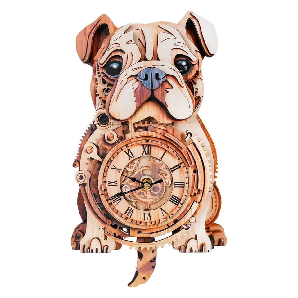 kaayee-clock-kit-bulldog-holzuhr-3d-holzbausatz image 1
