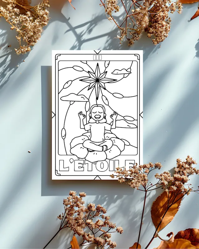 lundi-en-huit-cartes-colorier-tarot-ausmalkarten-4er-set-postkarte image 1