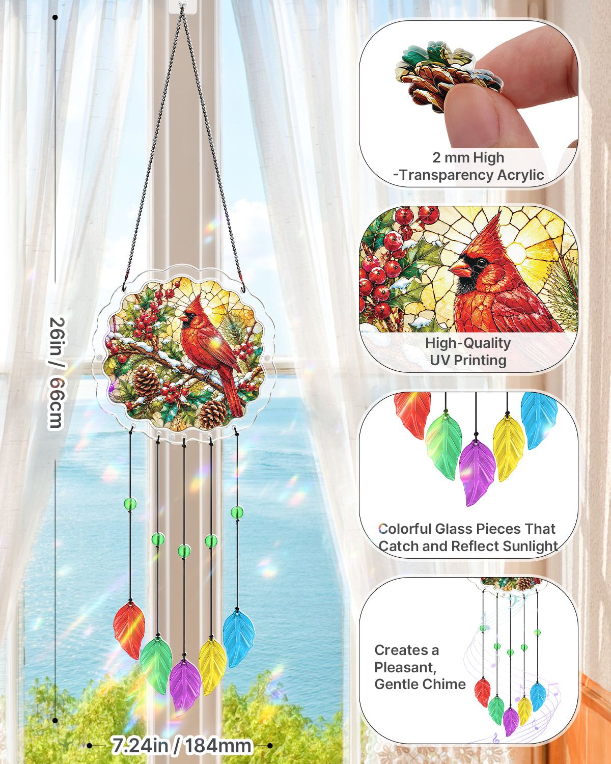kaayee-wind-chime-winter-cardinal-windspiel-vogel-acryl-s-18cm image 3