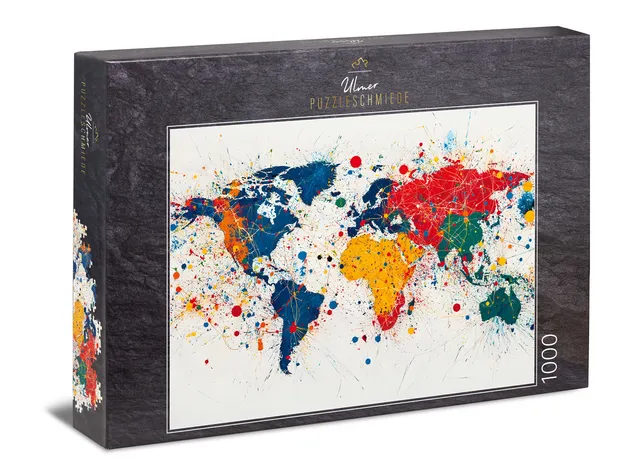 ulmer-puzzleschmiede-weltreise-1000-teile-puzzle-weltkarte-bunt image 1