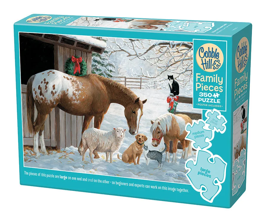 cobble-hill-family-pieces-350-winter-barnyard-puzzle-bauernhof-winter image 1